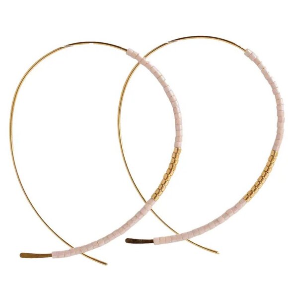 Norah Earrings-Champagne | Beaded Threader Earrings - Picture 1 of 3